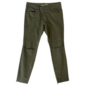 Dark Olive Green Jeans w/ knee rips